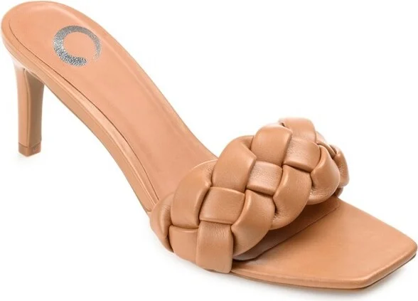 Journee Collection Womens Hattie Tru Comfort Foam Open Toe Mid Stiletto Pumps Mocha 9