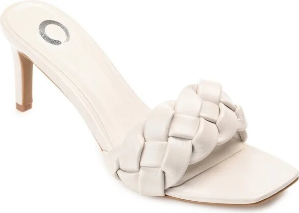 Journee Collection Womens Hattie Tru Comfort Foam Open Toe Mid Stiletto Pumps Off White 9.5