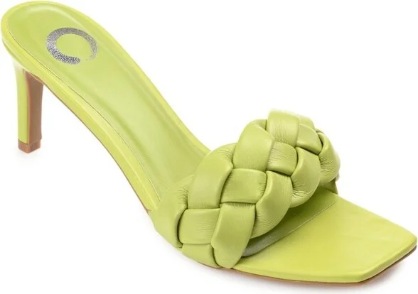 Journee Collection Womens Hattie Tru Comfort Foam Open Toe Mid Stiletto Pumps Olive 7.5