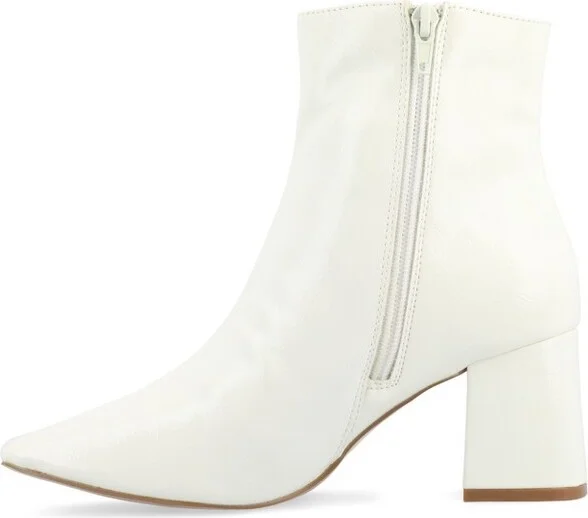 Journee Collection Women's Haylinn Inside Zip Block Heel Booties White - Image 2