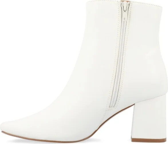Journee Collection Women's Haylinn Inside Zip Block Heel Booties White - Image 3