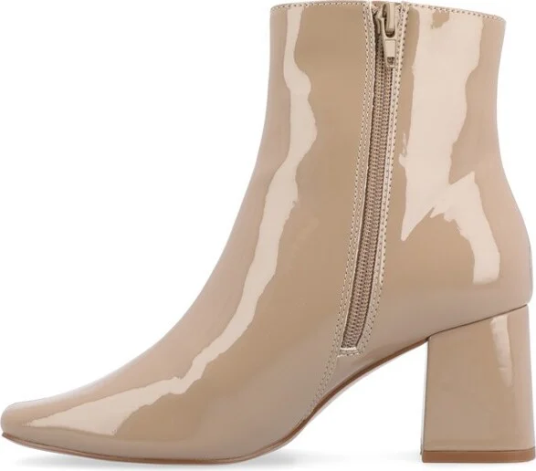 Journee Collection Women's Haylinn Inside Zip Block Heel Booties White - Image 9