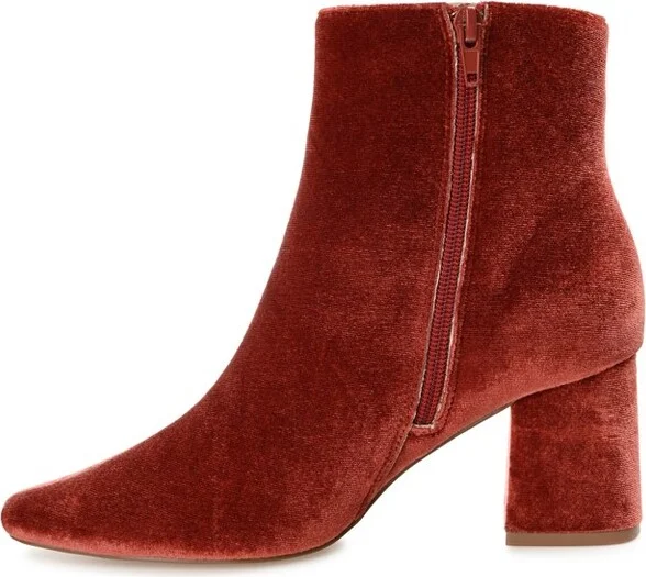 Journee Collection Women's Hazara Square Toe Block Heel Ankle Booties Rust - Image 2