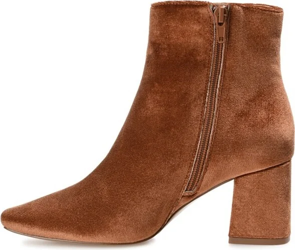 Journee Collection Women's Hazara Square Toe Block Heel Ankle Booties Rust - Image 4
