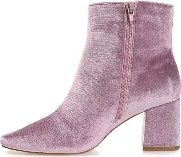 Journee Collection Women's Hazara Square Toe Block Heel Ankle Booties Rust - Image 6
