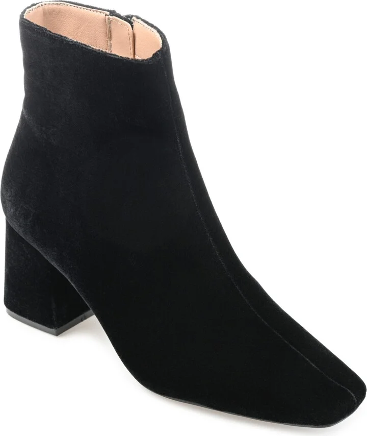 Journee Collection Women's Hazara Wide Width Velvet Block Heel Dress Booties