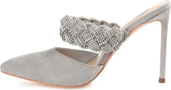 Journee Collection Women's Hazzl Pointed Toe High Stiletto Pumps Grey - Image 6