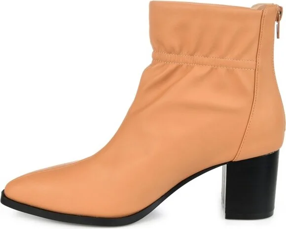 Journee Collection Women's Heddy Back Heel Zip Stacked Heel Booties Tan - Image 2