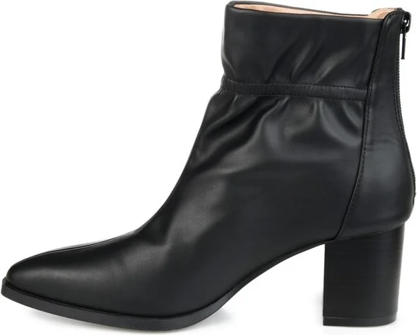 Journee Collection Women's Heddy Back Heel Zip Stacked Heel Booties Tan - Image 3