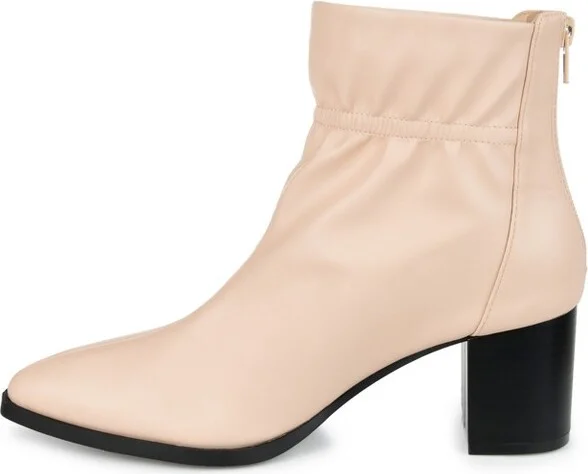 Journee Collection Women's Heddy Back Heel Zip Stacked Heel Booties Tan - Image 4