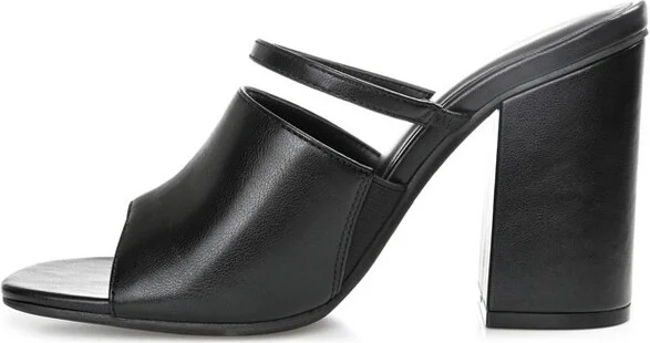 Journee Collection Women's Heiddy Open Square Toe Block Heel Sandals Black - Image 2