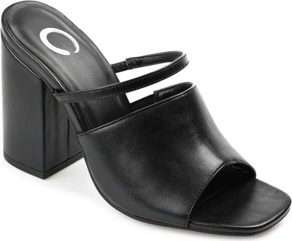 Journee Collection Women's Heiddy Open Square Toe Block Heel Sandals Black