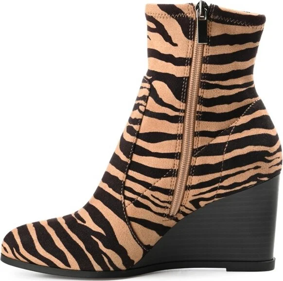 Journee Collection Women's Hepburn Inside Zip Wedge Booties Animal - Image 2