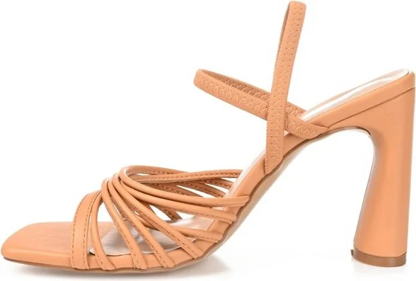 Journee Collection Women's Hera Open Square Toe High Block Heel Sandals Black - Image 4