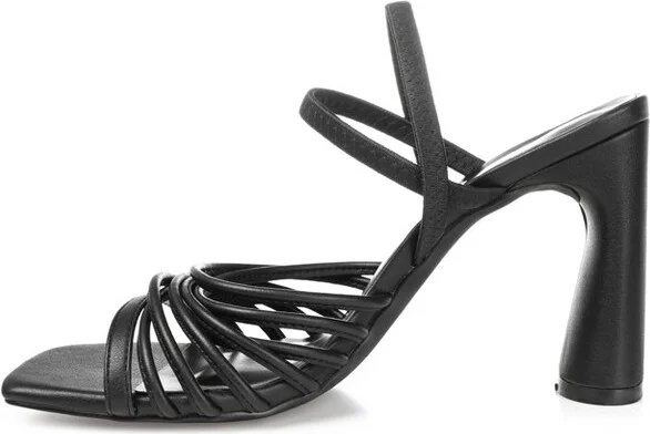 Journee Collection Women's Hera Open Square Toe High Block Heel Sandals Black - Image 5