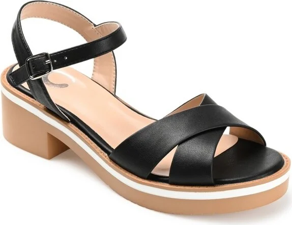 Journee Collection Women's Hilaree Ankle Strap Low Block Heel Sandals Black