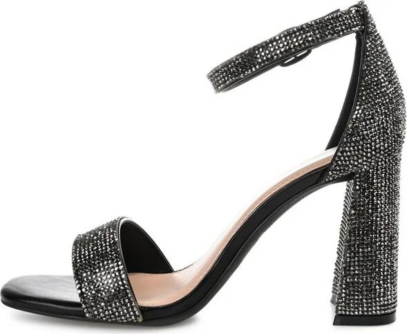 Journee Collection Women's Idda Rhinestone Detail Block Heel Sandals Black - Image 2