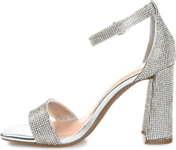 Journee Collection Women's Idda Rhinestone Detail Block Heel Sandals Black - Image 3
