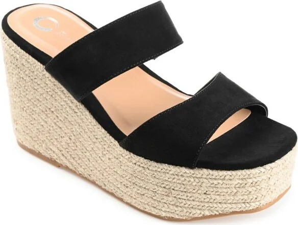 Journee Collection Womens Ilyana Tru Comfort Foam Wedge Heel Espadrille Sandals Black 11
