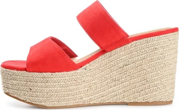 Journee Collection Womens Ilyana Tru Comfort Foam Wedge Heel Espadrille Sandals Red 11 - Image 2