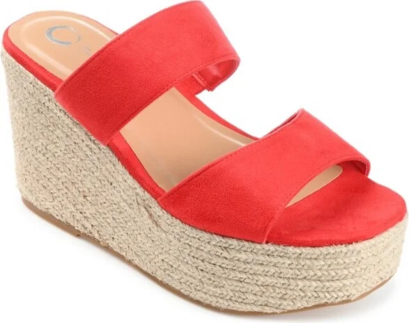 Journee Collection Womens Ilyana Tru Comfort Foam Wedge Heel Espadrille Sandals Red 8.5