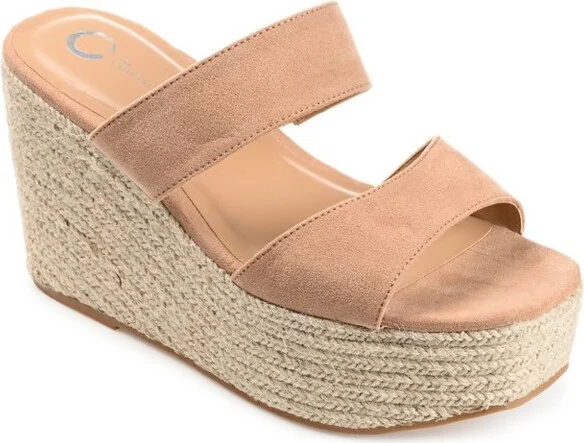 Journee Collection Womens Ilyana Tru Comfort Foam Wedge Heel Espadrille Sandals Tan 12