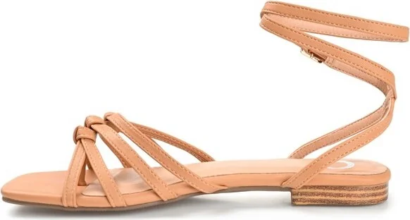 Journee Collection Womens Indee Ankle Wrap Low Block Heel Sandals Mocha 11 - Image 2