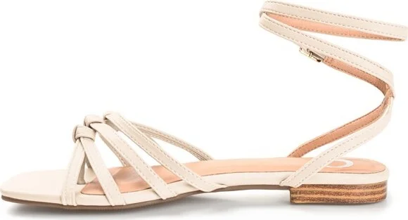 Journee Collection Womens Indee Ankle Wrap Low Block Heel Sandals Off White 8.5 - Image 2
