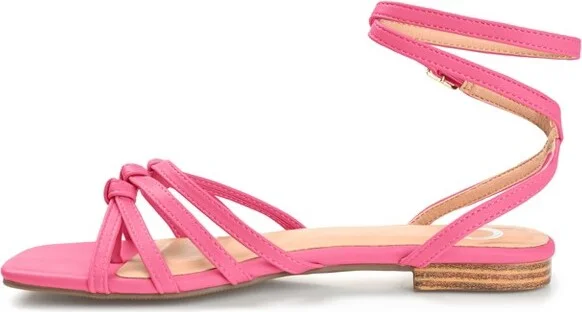 Journee Collection Womens Indee Ankle Wrap Low Block Heel Sandals Pink 7.5 - Image 2