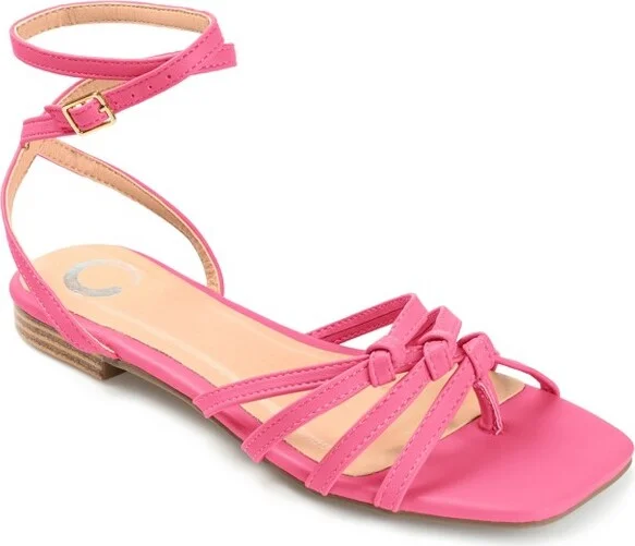 Journee Collection Womens Indee Ankle Wrap Low Block Heel Sandals Pink 7