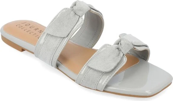 Journee Collection Women's Ireanna Slip On Slide Flat Sandals Grey