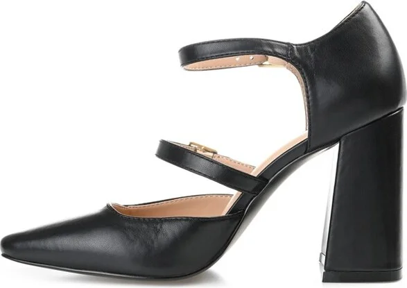 Journee Collection Women's Isadorah Mary Jane Mid Block Heel Square Toe Pumps Black - Image 5