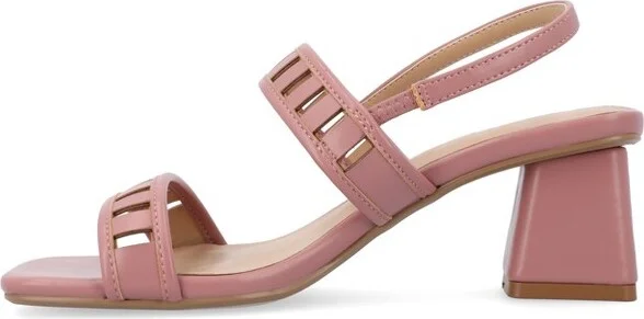 Journee Collection Women's Ismay Laser Cut Sling Back Block Heel Sandals Rose - Image 2