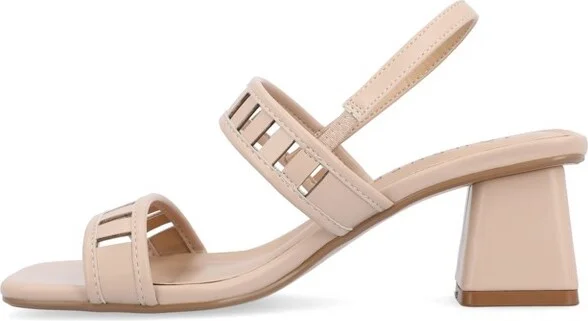 Journee Collection Women's Ismay Laser Cut Sling Back Block Heel Sandals Rose - Image 8