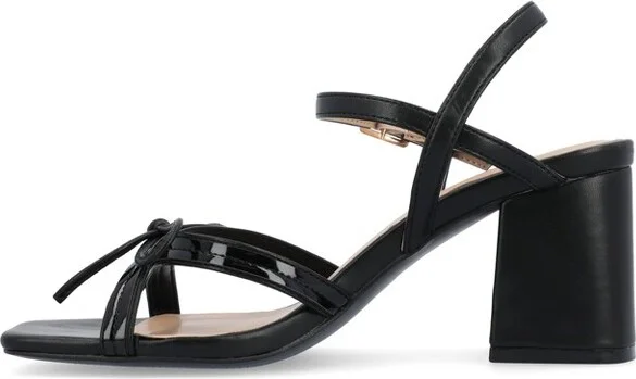 Journee Collection Women's Issmia Two Tone Covered Block Heel Multi Strap Sandals Black - Image 2