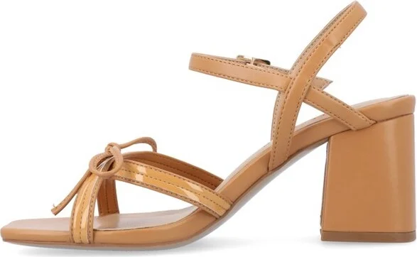 Journee Collection Women's Issmia Two Tone Covered Block Heel Multi Strap Sandals Black - Image 4
