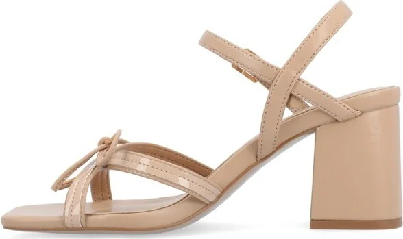 Journee Collection Women's Issmia Two Tone Covered Block Heel Multi Strap Sandals Black - Image 5