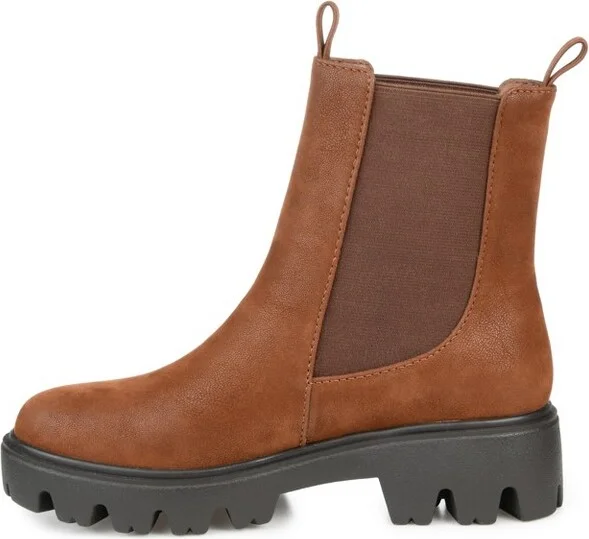 Journee Collection Women's Ivette Pull On Block Heel Booties Brown - Image 5