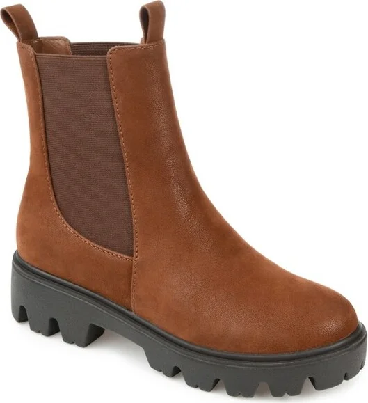 Journee Collection Women's Ivette Pull On Block Heel Booties Brown