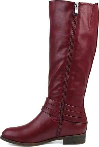 Journee Collection Women's Ivie Stacked Heel Riding Boots Wine - Image 2