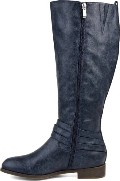 Journee Collection Women's Ivie Stacked Heel Riding Boots Wine - Image 5