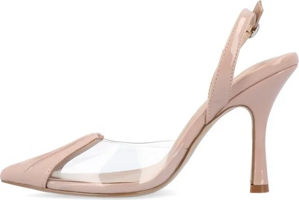 Journee Collection Women's Ivyann Vegan Leather and Lucite Stiletto Pumps Taupe - Image 2