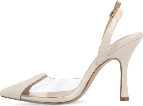 Journee Collection Women's Ivyann Vegan Leather and Lucite Stiletto Pumps Taupe - Image 3