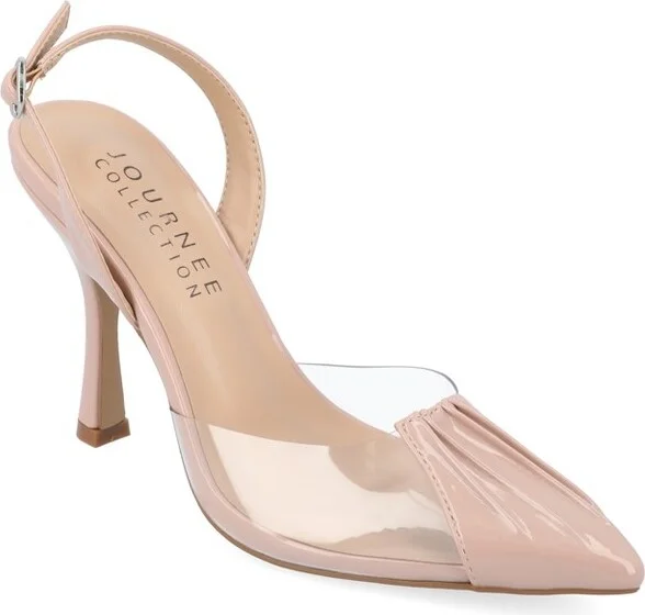Journee Collection Women's Ivyann Vegan Leather and Lucite Stiletto Pumps Taupe