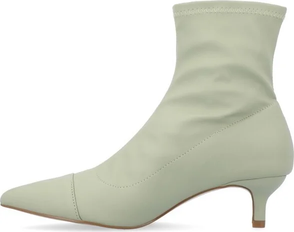 Journee Collection Women's Jadde Pull On Kitten Heel Bootie Olive - Image 5