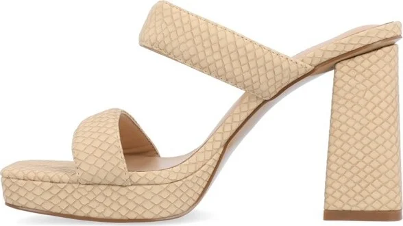 Journee Collection Women's Jaell Multi Strap Covered Block Heel Platform Sandals Tan - Image 2