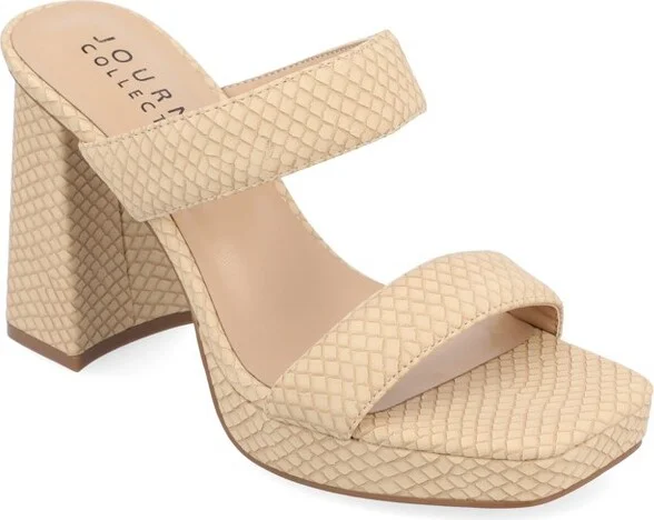 Journee Collection Women's Jaell Multi Strap Covered Block Heel Platform Sandals Tan