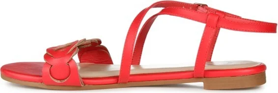 Journee Collection Women's Jalia Multi Strap Flat Sandals Red - Image 2