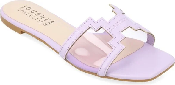 Journee Collection Women's Jamarie Slip On Slide Flat Sandals Lavender