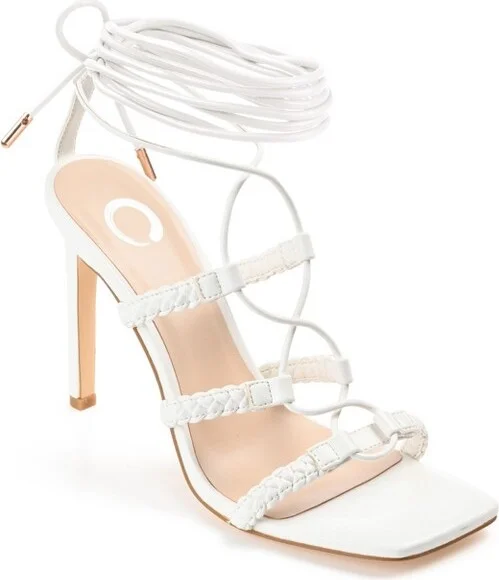 Journee Collection Womens Jamila Tru Comfort Foam Open Toe High Stiletto Pumps White 11